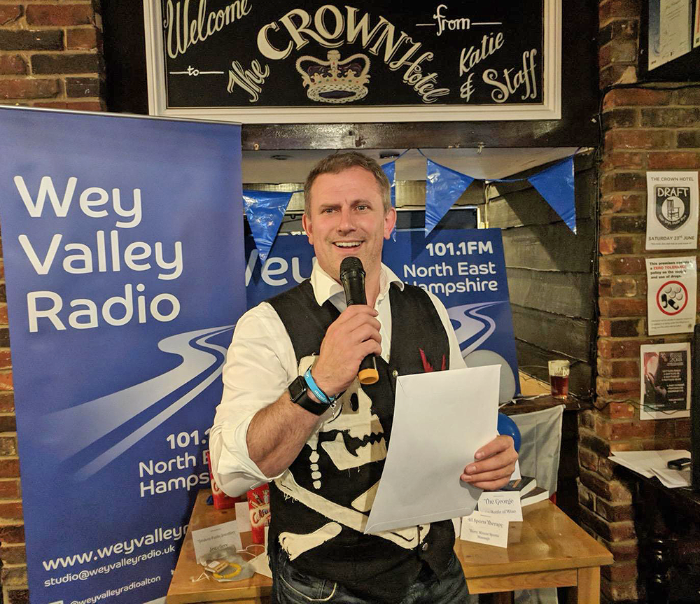 Dean Phillips as the Quizmaster at the Wey Valley Radio Quiz 2018 Dean Phillips as the Quizmaster at the Wey Valley Radio Quiz 2018
