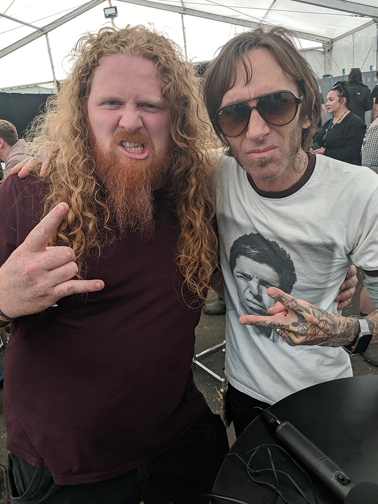 With Godsmack drummer Shannon Larkin at Download 2019 With Godsmack drummer Shannon Larkin at Download 2019
