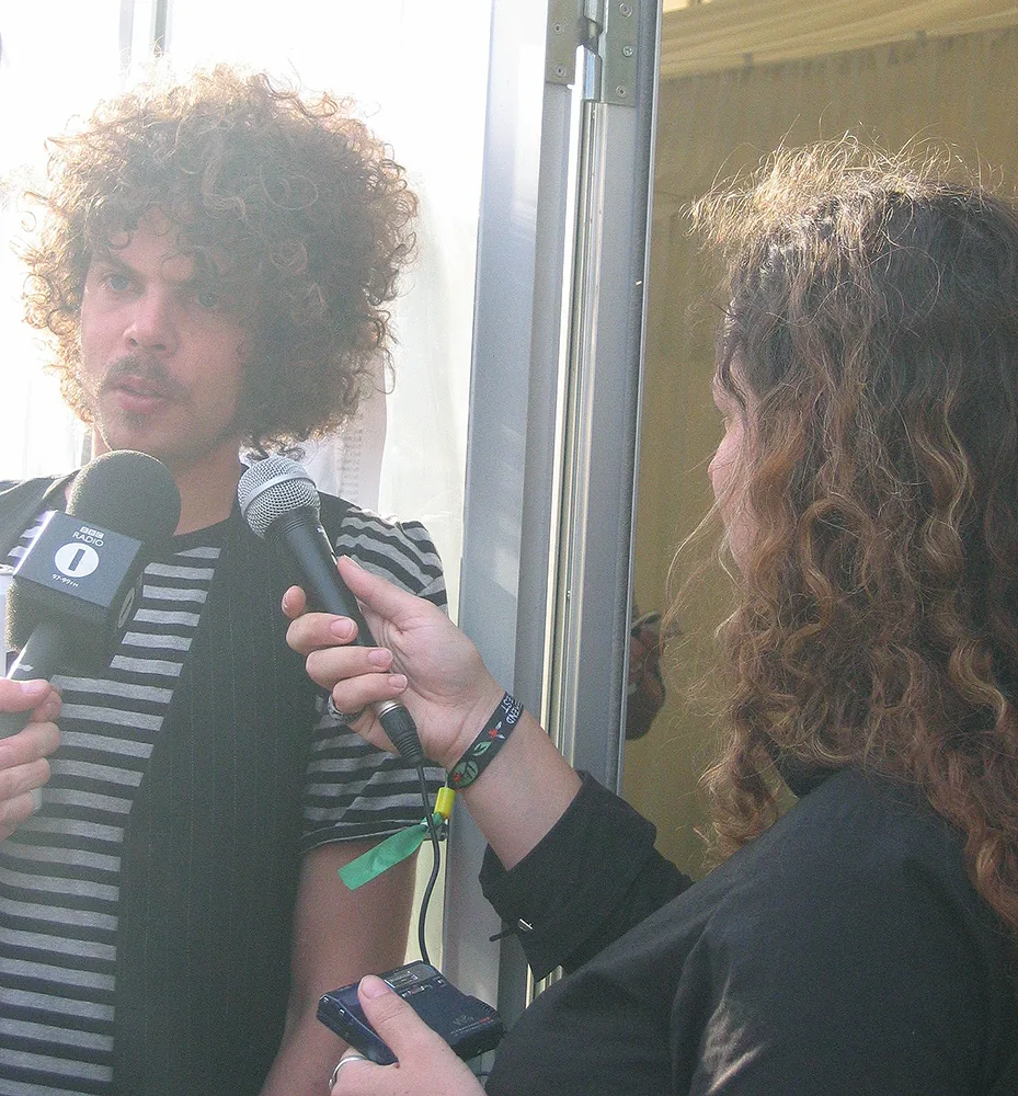 Julie Cottrell interviewing Wolfmother at Reading Festival 2006 Julie Cottrell interviewing Wolfmother at Reading Festival 2006