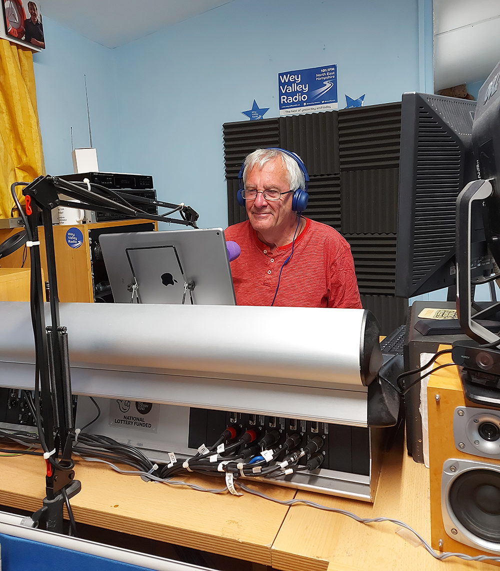 Brian Player in the Wey Valley Radio studios in Alton Assembly Rooms