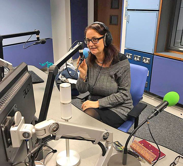 Lainy Russell on a team visit to the BBC Radio Surrey studios