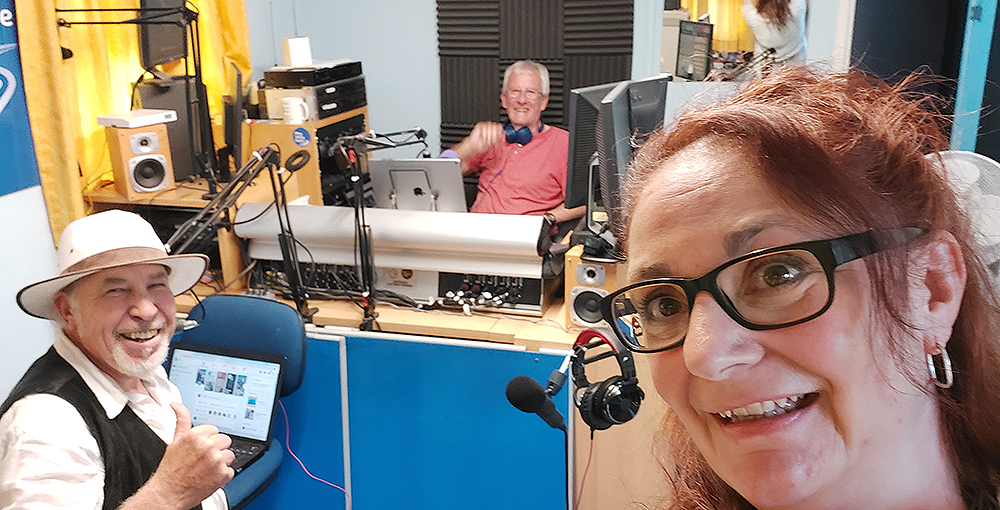 Alan Webster Brown, Brian Player and Lainy Russell at the Wey Valley Radio studios in Alton Assembly Rooms