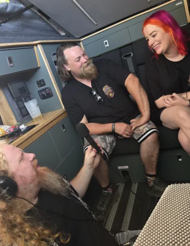 Stewart Ireland from The Playlist interviewing Tom and Lili the organisers of Woodfest 2026