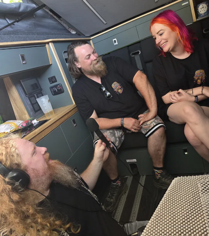Stewart Ireland from The Playlist interviewing Tom and Lili the organisers of Woodfest 2026