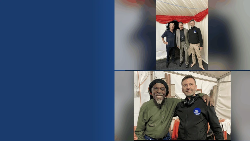 Wey Valley Radio volunteers with Jools Holland and Billy Ocean at Weyfest